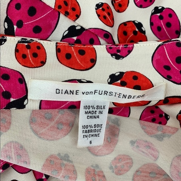 DVF Diane von Furstenberg Celosa wrap dress Lady bug silk jersey pink red 6 - Picture 6 of 6